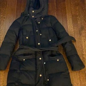 J crew Long Belted Puffer Coat
